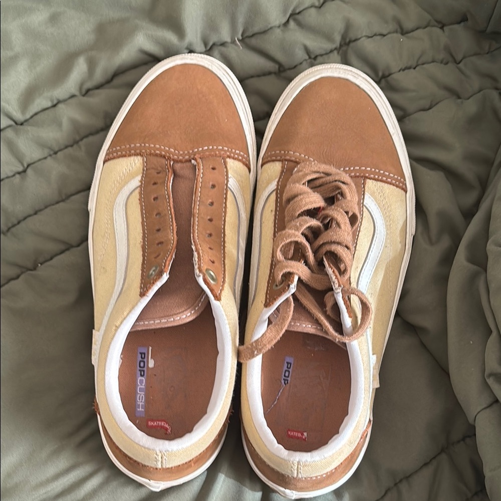 Vans Tan and Cream Low-Top Sneakers